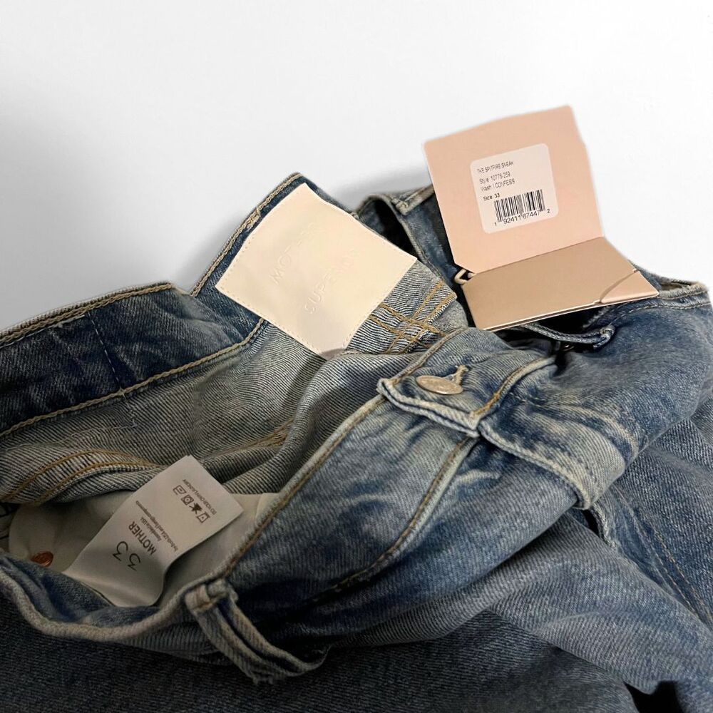 NWT MOTHER The Spitfire Sneak High Rise Wide Leg Jeans Size 33 in I Confess $228 - Picture 2 of 7